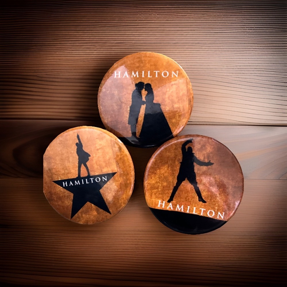 Hamilton Pinback Buttons Broadway Show Silhouette‎ Shot Pack Of 3